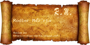 Rodler Márta névjegykártya